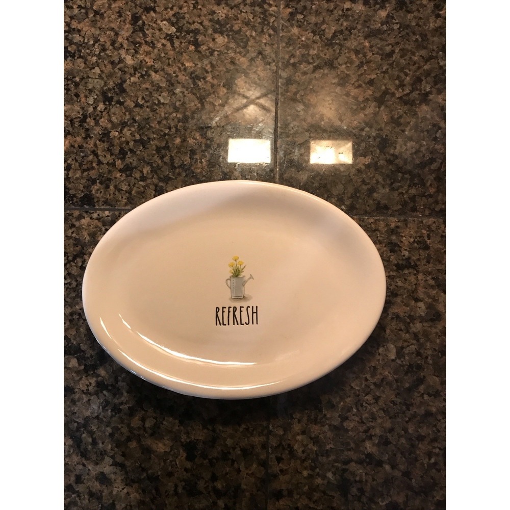 Rae Dunn Refresh Watering Can Oval Plate 8" x 5 1/2"